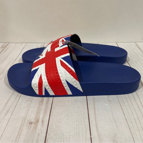 NWT Adidas Adilette Great Britain Slide Sandal Mens size 10 G55377 Blue White. - Picture 9 of 15